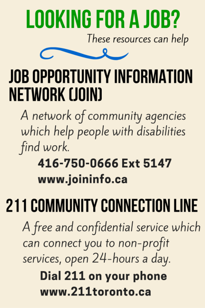 Call 211 or the Job Opportunity Information Network for help finding work
