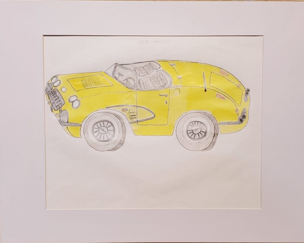 sketch of a yellow car