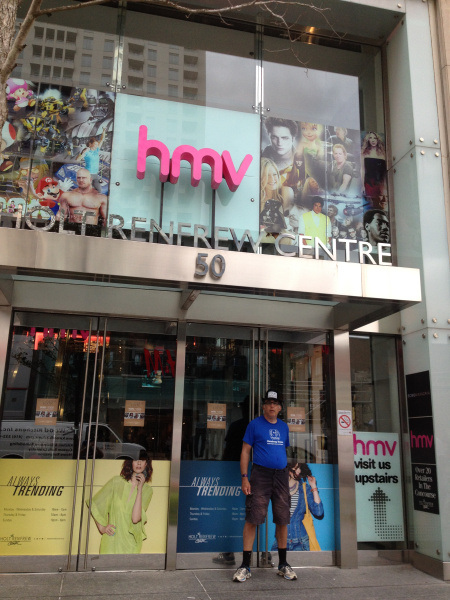 Rob in front of the HMV store on Yonge Street