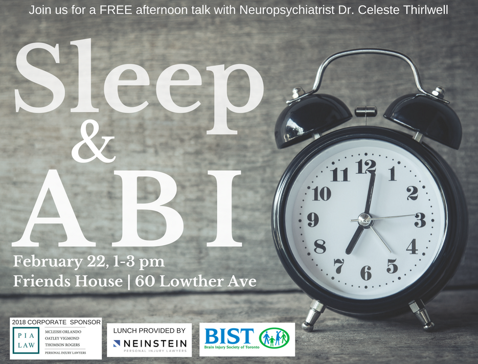February 22 1-3 pm Sleep and ABI Workshop with Dr. Thirlwell
